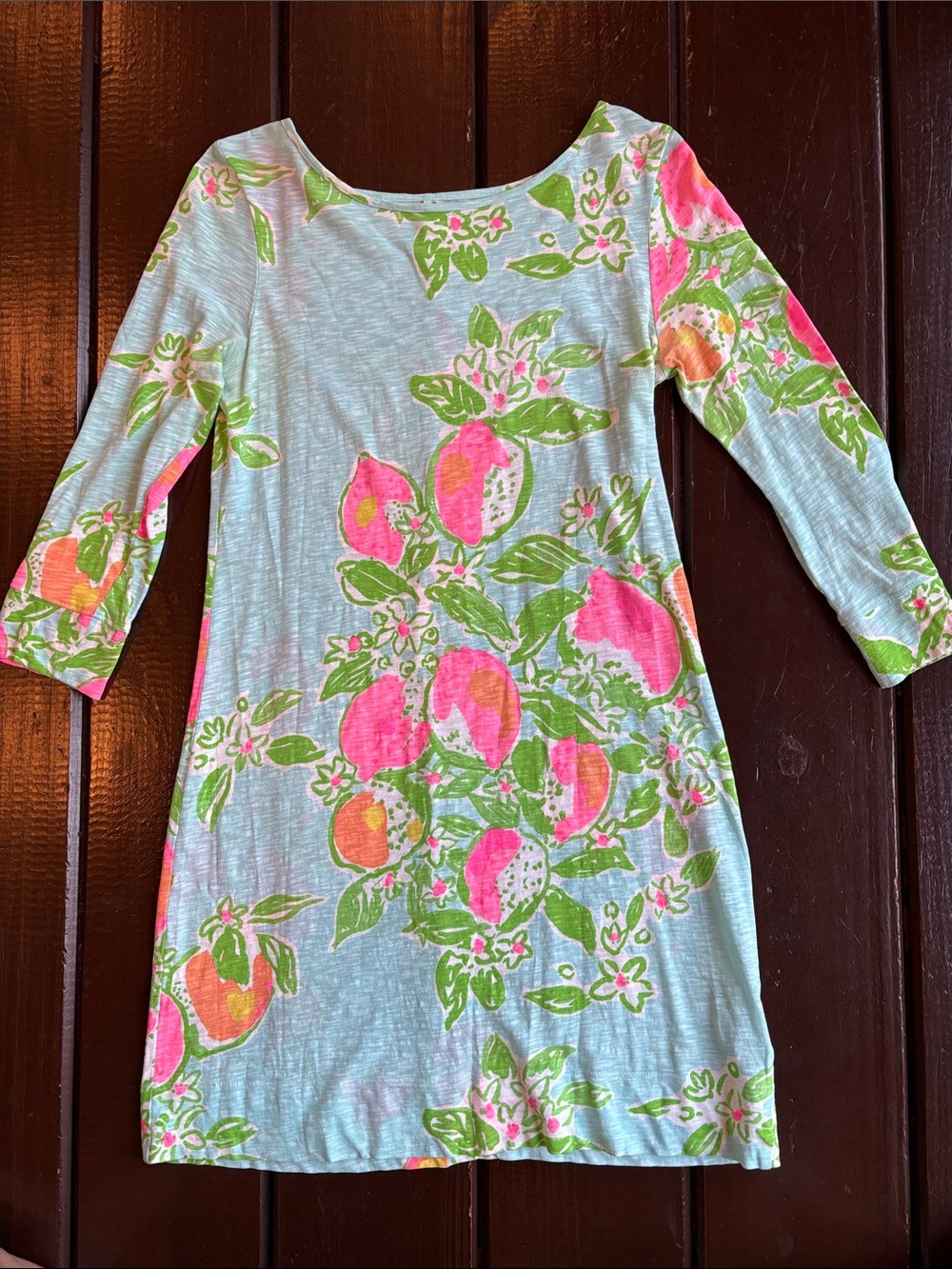 Lilly Pulitzer Floral Fruit Print Shift Dress in Mint, Pink & Green